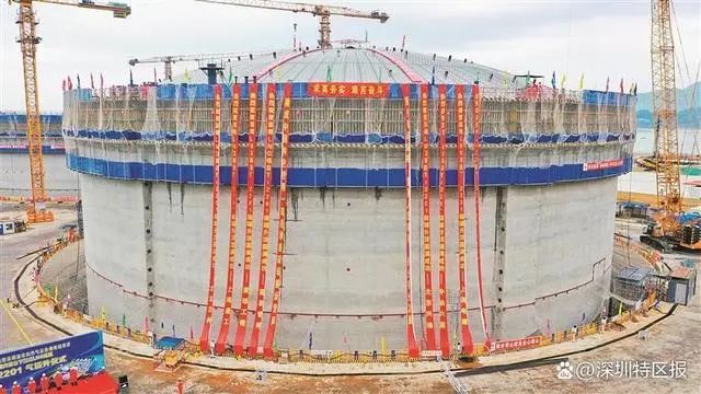 国内首座下沉式LNG储罐升顶 位于大鹏新区，储气能力20万立方米
