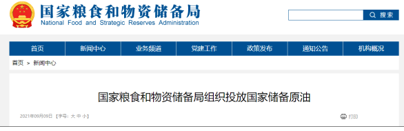 国家粮储局组织投放国家储备原油